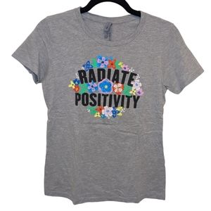 Next Level Apparel "Radiate Positivity" Gray Graphic Tee - Size M 🌸✨